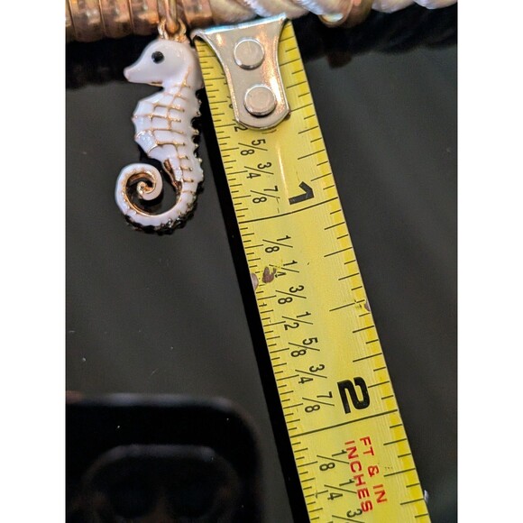 ZARA Necklace Women's Seashore Charms Golden Enamel Cream Cord Statement Coastal - Picture 13 of 15